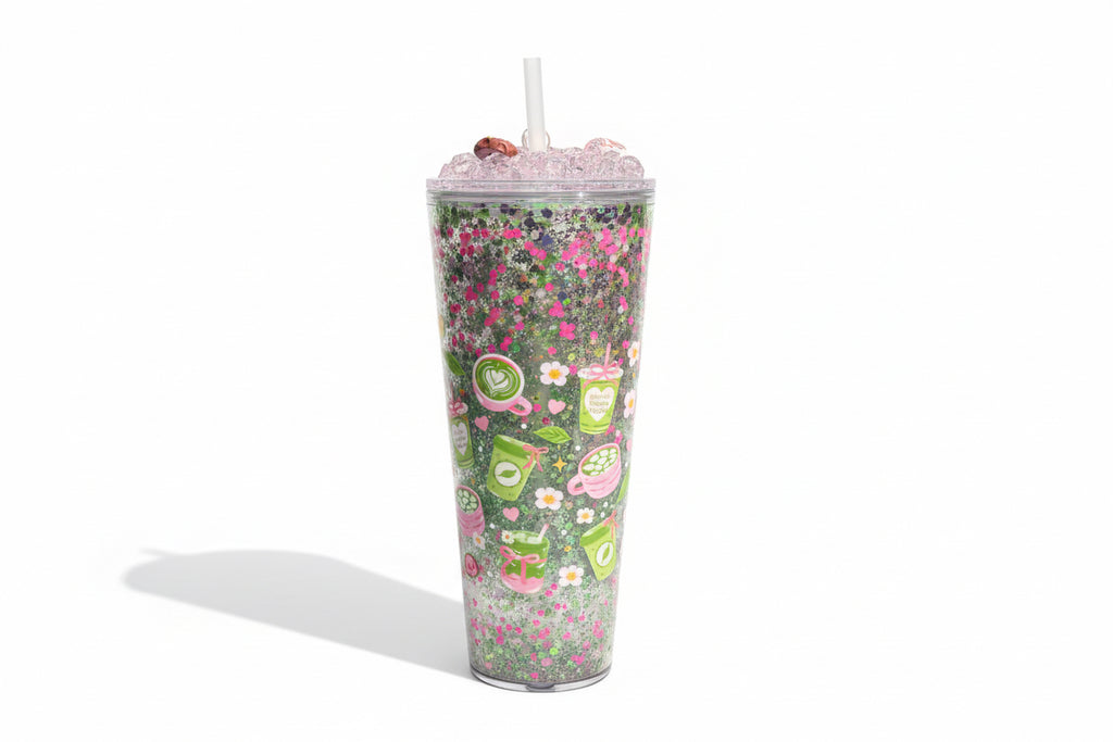 🍵Handgefertigter Bling Cold Cup  Matcha Style 700ml