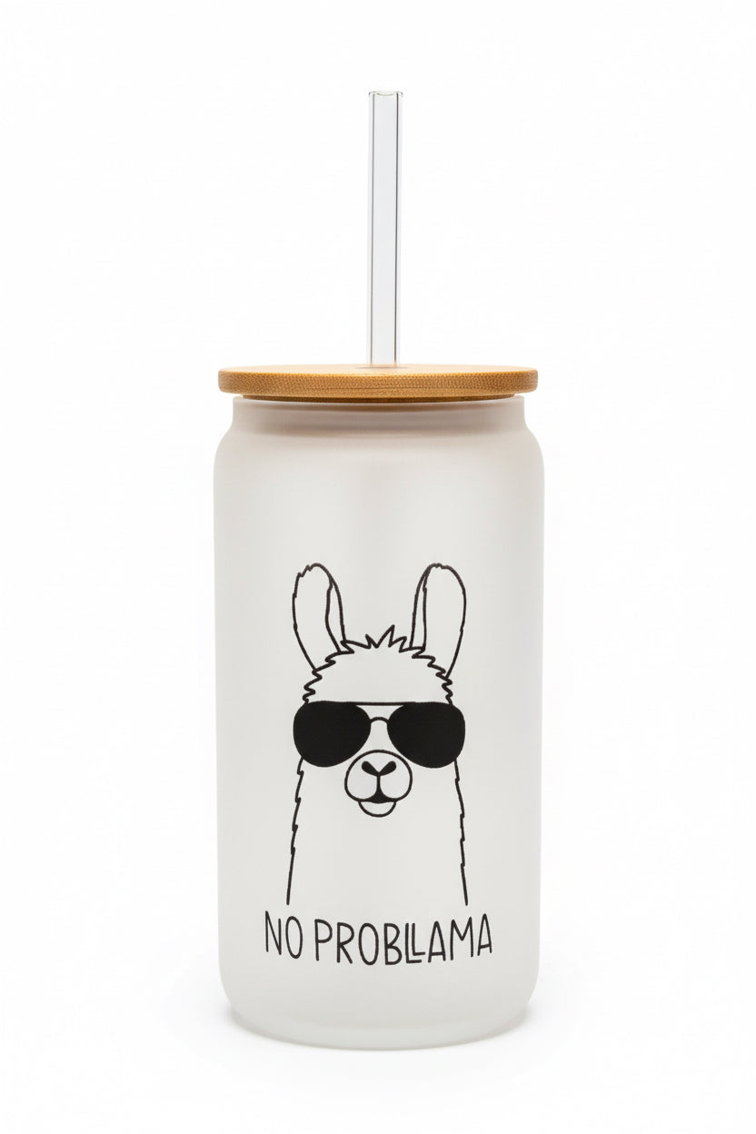 Glas Iced " No Probllama " mit Sublimations Veredelung