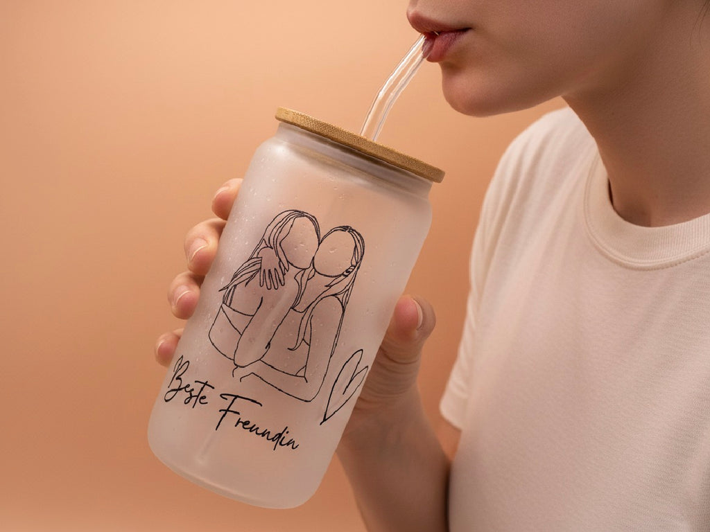Glas Iced " Best Friends " mit Sublimations Veredelung