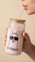Glas Iced " No Probllama " mit Sublimations Veredelung