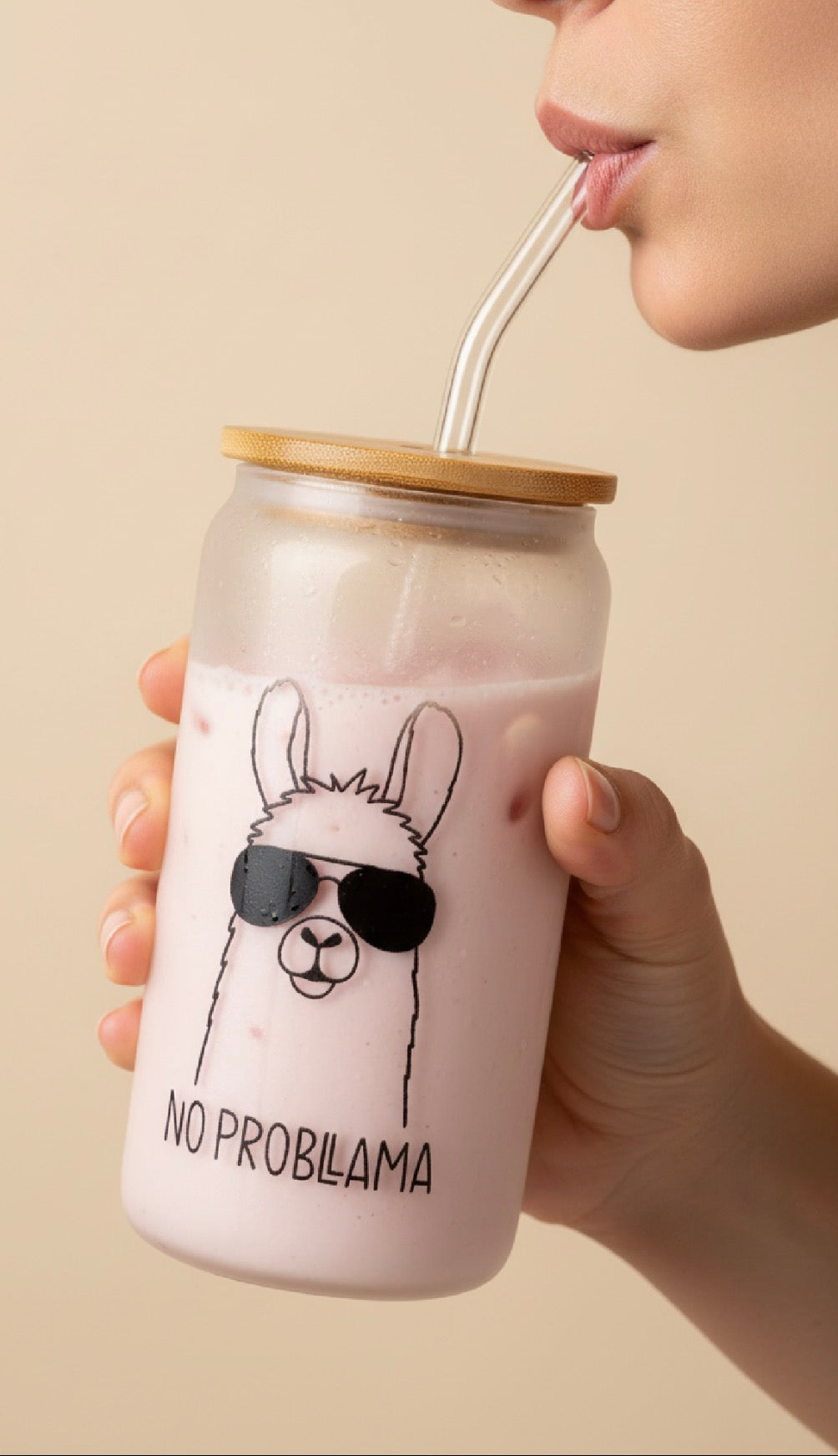 Glas Iced " No Probllama " mit Sublimations Veredelung