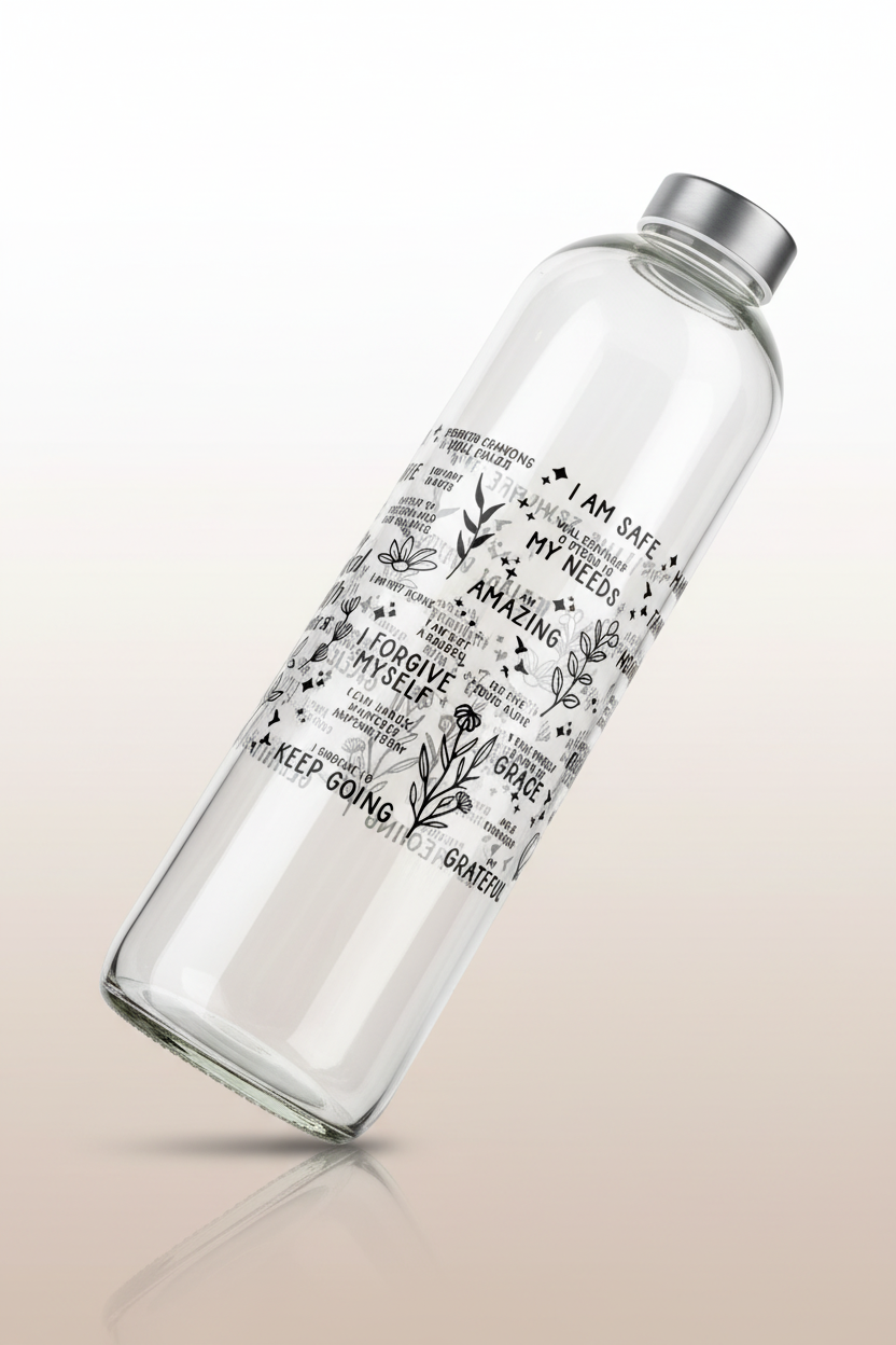 Glasflasche mit Schraubverschluss 1L " Good Vibes "
