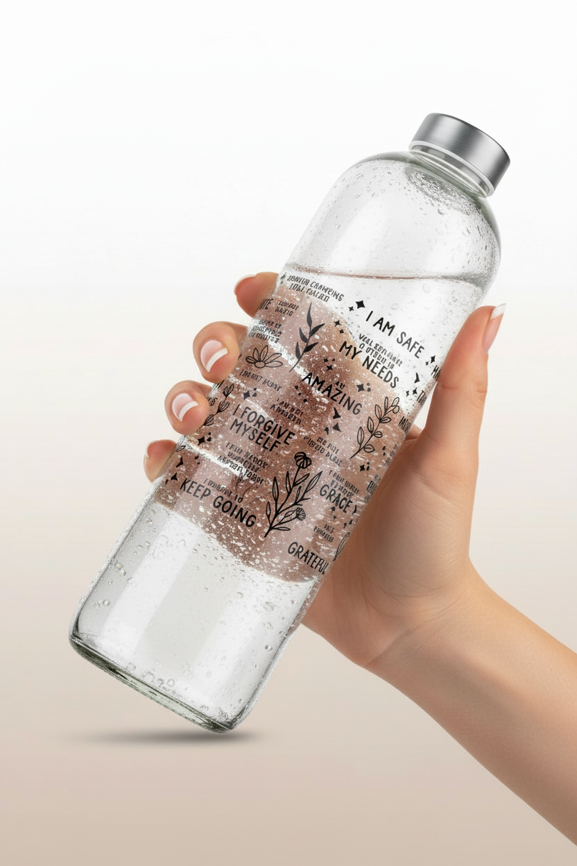 Glasflasche mit Schraubverschluss 1L " Good Vibes "